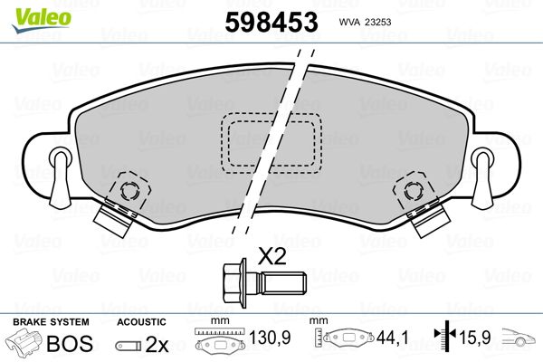 VALEO 598453 Brake Pad Set, disc brake