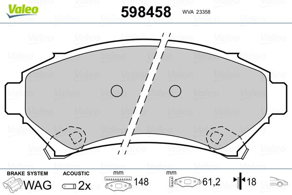VALEO 598458 Brake Pad Set, disc brake