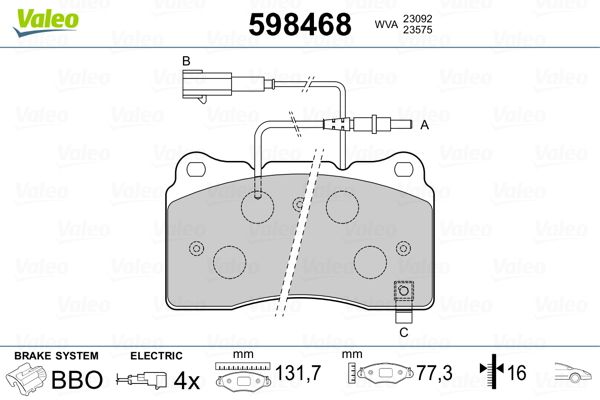 VALEO 598468 Brake Pad Set, disc brake
