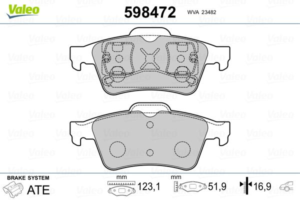 VALEO 598472 Brake Pad Set, disc brake