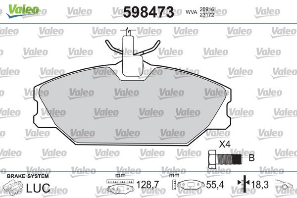 VALEO 598473 Brake Pad Set, disc brake