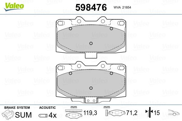 VALEO 598476 Brake Pad Set, disc brake