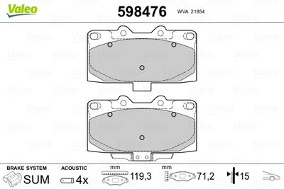 Brake Pad Set, disc brake VALEO 598476