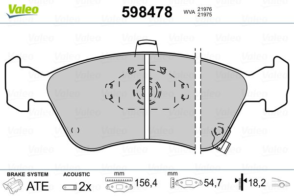 VALEO 598478 Brake Pad Set, disc brake