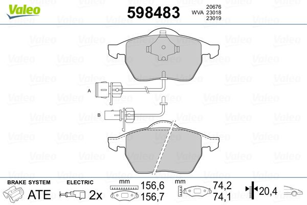 VALEO 598483 Brake Pad Set, disc brake