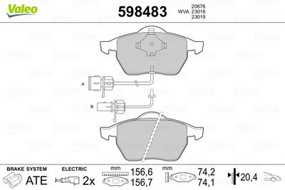 Brake Pad Set, disc brake VALEO 598483