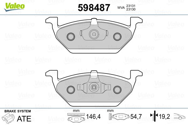 VALEO 598487 Brake Pad Set, disc brake