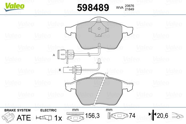 VALEO 598489 Brake Pad Set, disc brake