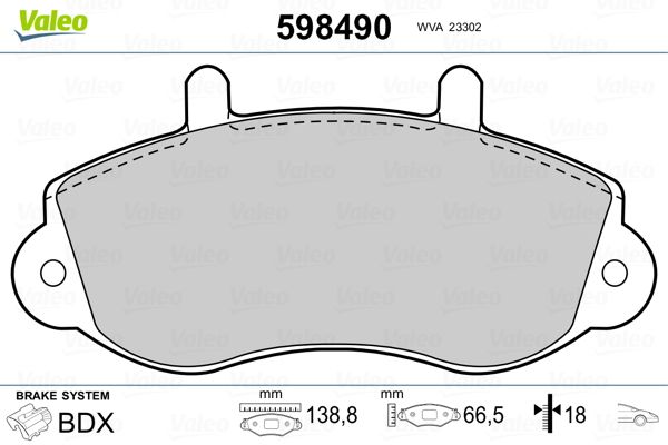 VALEO 598490 Brake Pad Set, disc brake
