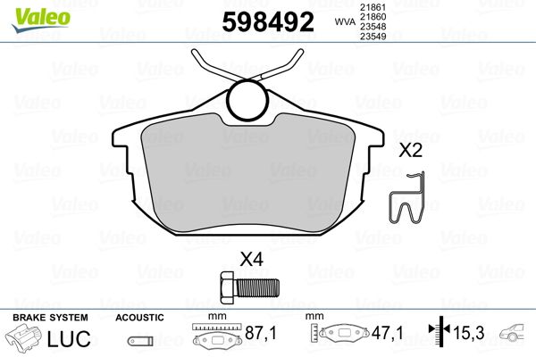 VALEO 598492 Brake Pad Set, disc brake