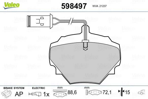 VALEO 598497 Brake Pad Set, disc brake
