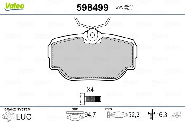 VALEO 598499 Brake Pad Set, disc brake