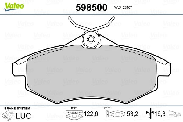 VALEO 598500 Brake Pad Set, disc brake