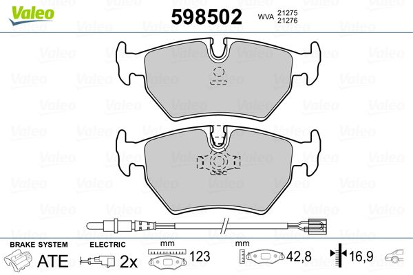 VALEO 598502 Brake Pad Set, disc brake