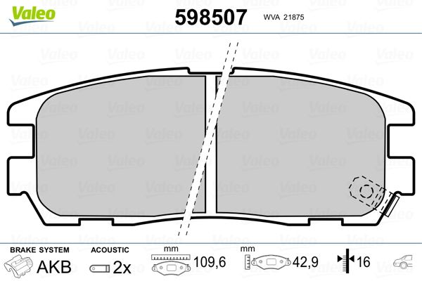VALEO 598507 Brake Pad Set, disc brake