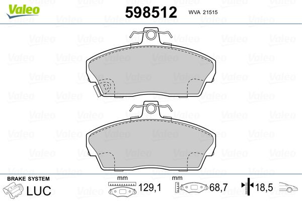 VALEO 598512 Brake Pad Set, disc brake