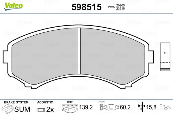 VALEO 598515 Brake Pad Set, disc brake