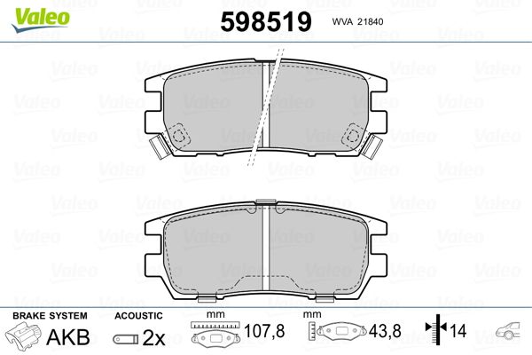 VALEO 598519 Brake Pad Set, disc brake