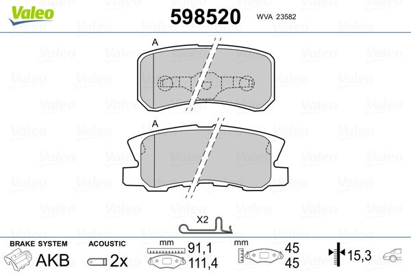 VALEO 598520 Brake Pad Set, disc brake