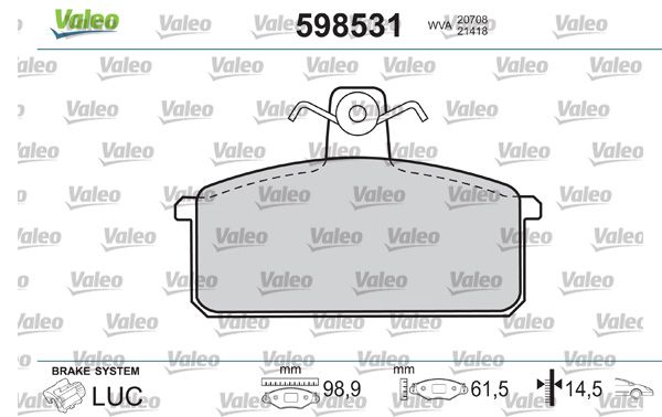 VALEO 598531 Brake Pad Set, disc brake