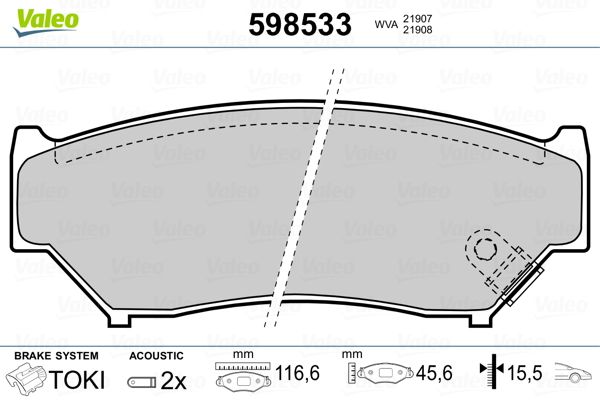VALEO 598533 Brake Pad Set, disc brake