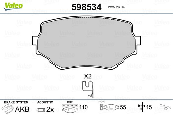 VALEO 598534 Brake Pad Set, disc brake