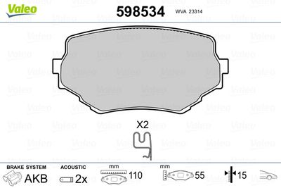 Brake Pad Set, disc brake VALEO 598534