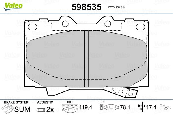 VALEO 598535 Brake Pad Set, disc brake