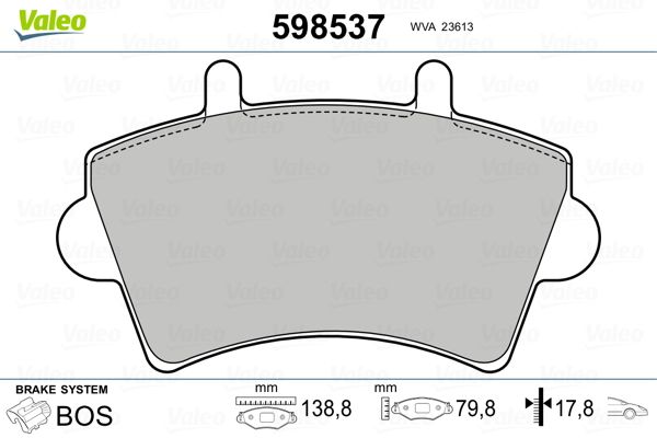 VALEO 598537 Brake Pad Set, disc brake