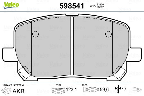 VALEO 598541 Brake Pad Set, disc brake