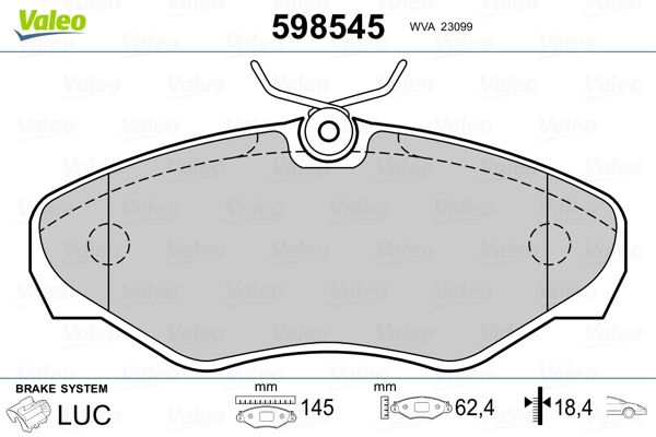 VALEO 598545 Brake Pad Set, disc brake