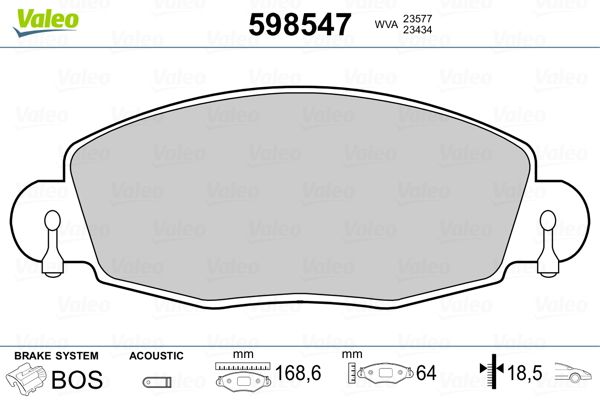 VALEO 598547 Brake Pad Set, disc brake