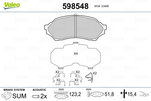 VALEO 598548 Brake Pad Set, disc brake
