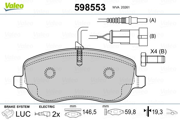 VALEO 598553 Brake Pad Set, disc brake