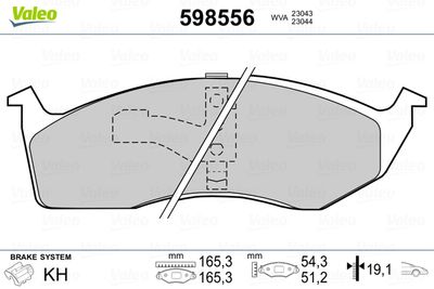 Brake Pad Set, disc brake VALEO 598556