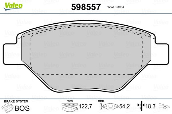 VALEO 598557 Brake Pad Set, disc brake
