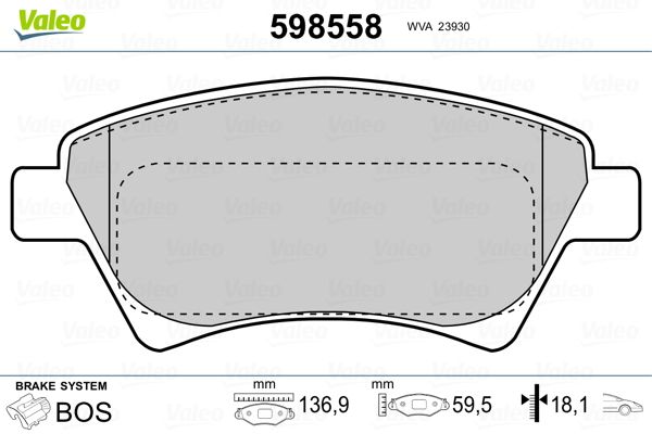 VALEO 598558 Brake Pad Set, disc brake