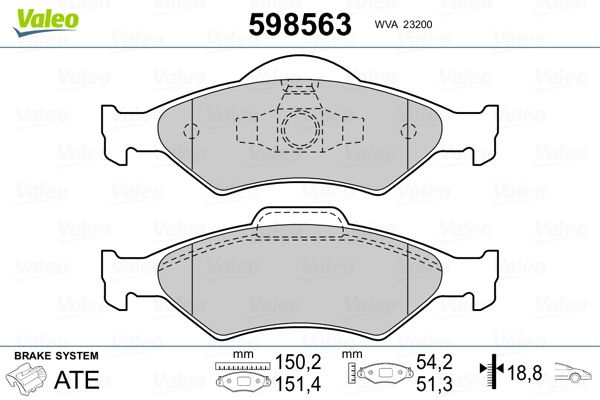 VALEO 598563 Brake Pad Set, disc brake