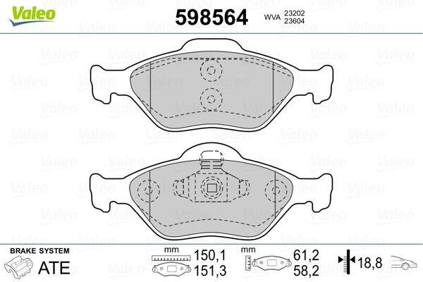 VALEO 598564 Brake Pad Set, disc brake