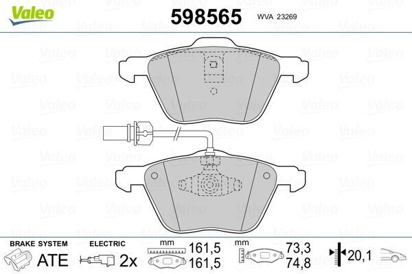 VALEO 598565 Brake Pad Set, disc brake