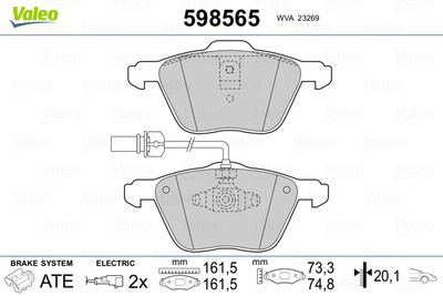 Brake Pad Set, disc brake VALEO 598565