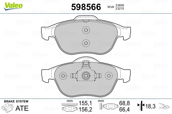 VALEO 598566 Brake Pad Set, disc brake