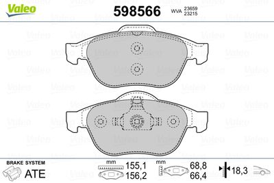 Brake Pad Set, disc brake VALEO 598566
