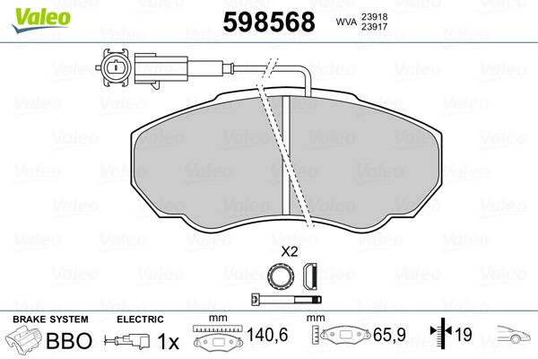 VALEO 598568 Brake Pad Set, disc brake