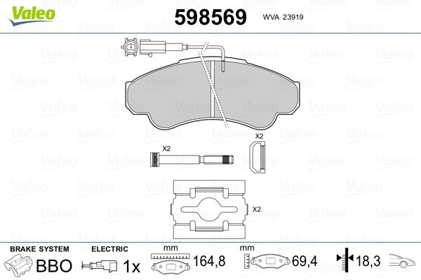 VALEO 598569 Brake Pad Set, disc brake