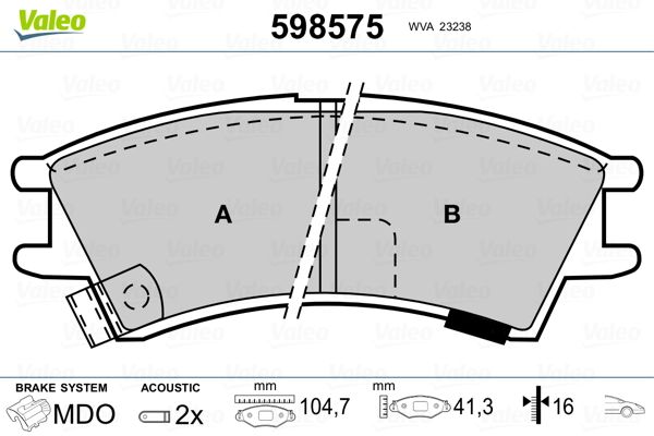 VALEO 598575 Brake Pad Set, disc brake