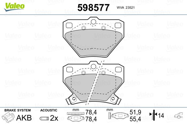 VALEO 598577 Brake Pad Set, disc brake
