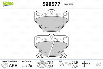 Brake Pad Set, disc brake VALEO 598577