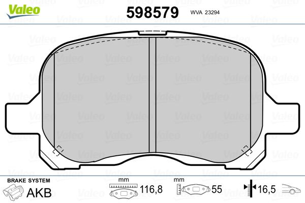 VALEO 598579 Brake Pad Set, disc brake