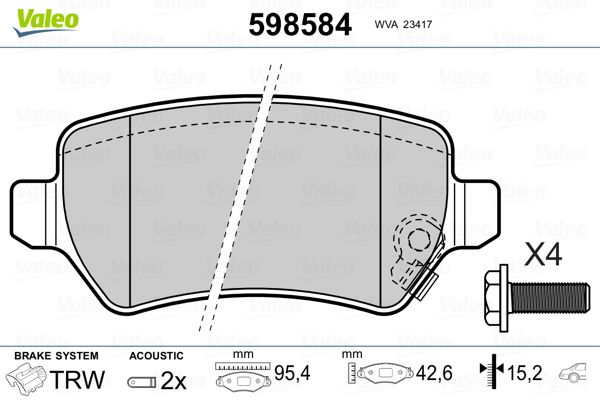 VALEO 598584 Brake Pad Set, disc brake